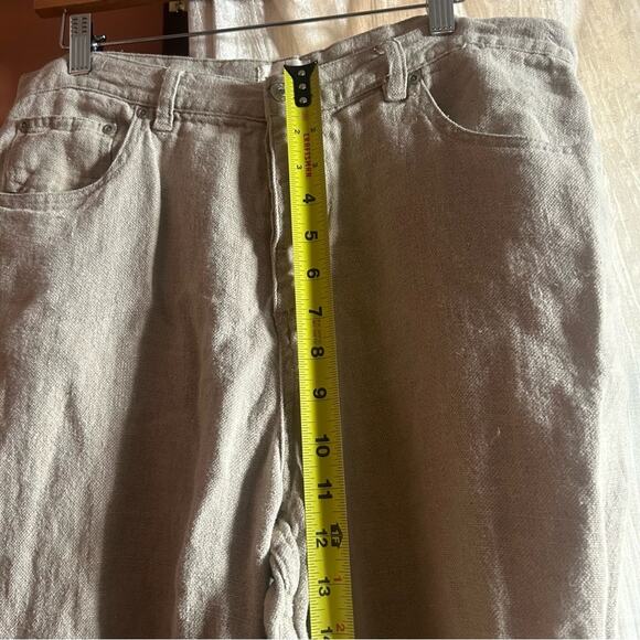 Vintage J. Crew Men’s 100% Linen Pants Khaki Tan Beige Button Fly Beach Resort - Picture 8 of 9